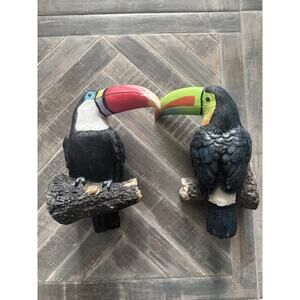 Tropical Toucan Tree Hugger Wall Decor - Pair Of 2 Resin Garden Birds